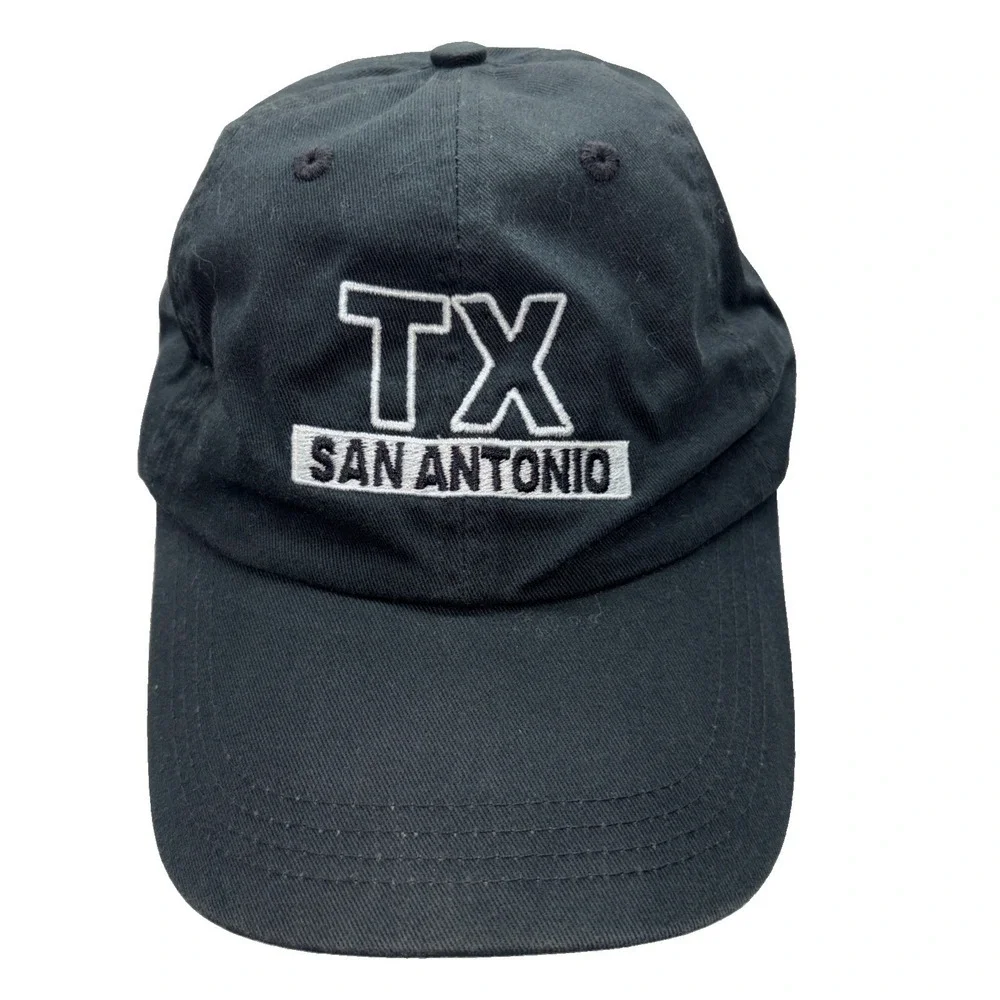 Paramount Apparel Black Adjustable Baseball Cap TX San Antonio Graphic Hat OSFM